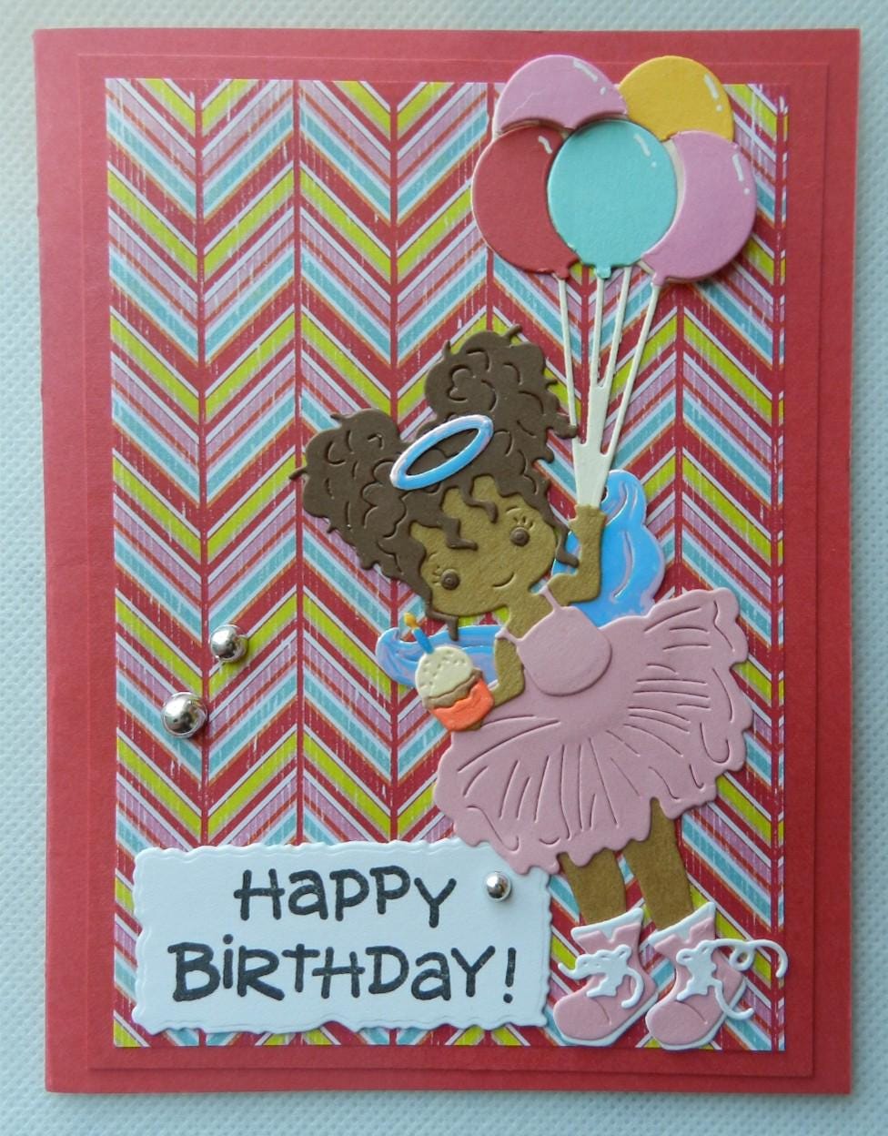 Balloon Fairy/Angel Birthday Handmade Card