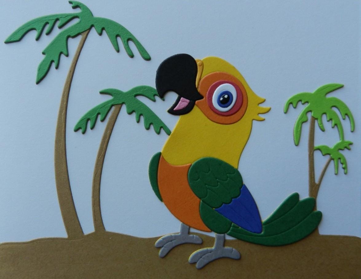 Handmade Tropical Parrot Birthday Card